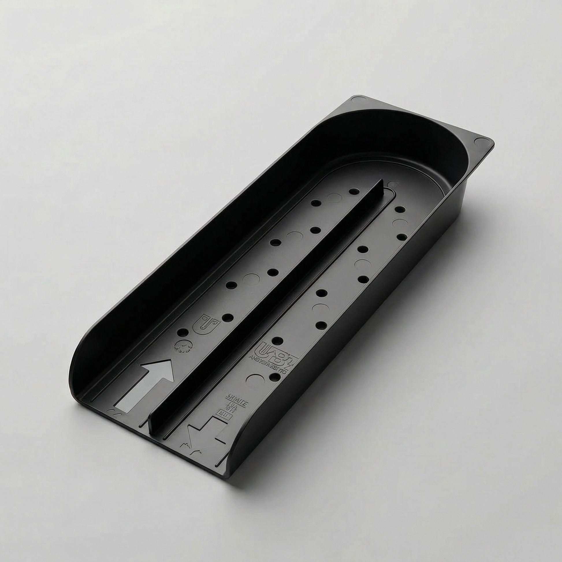 Black U-Beverage Tray™ short seltzer can organizer with recycling symbol