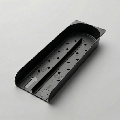 Black U-Beverage Tray™ short seltzer can organizer with recycling symbol
