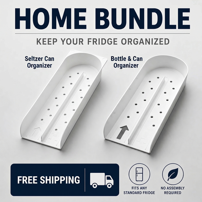 Home Fridge Organizer Pair, two FIFO drink organizer trays bundled, U-Beverage Tray